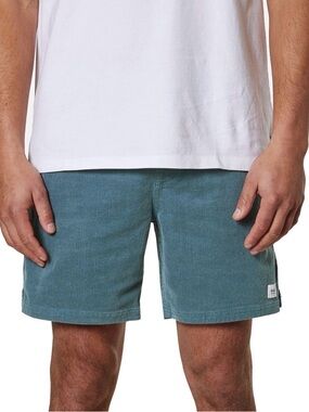 Katin Corduroy Shorts Mens Medium Green Elastic Waist Drawstring Casual Surf